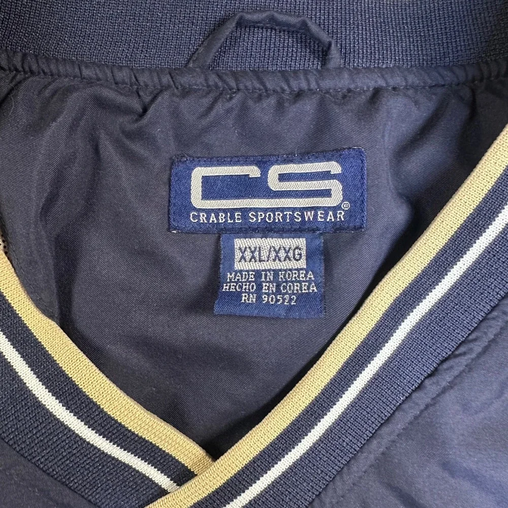 Vintage Crable Sportswear Navy Annapolis Windbreaker Pullover Blue Gold XXL